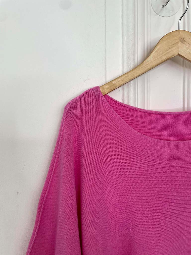 Raw Edge Boxy Knit - Hot Pink