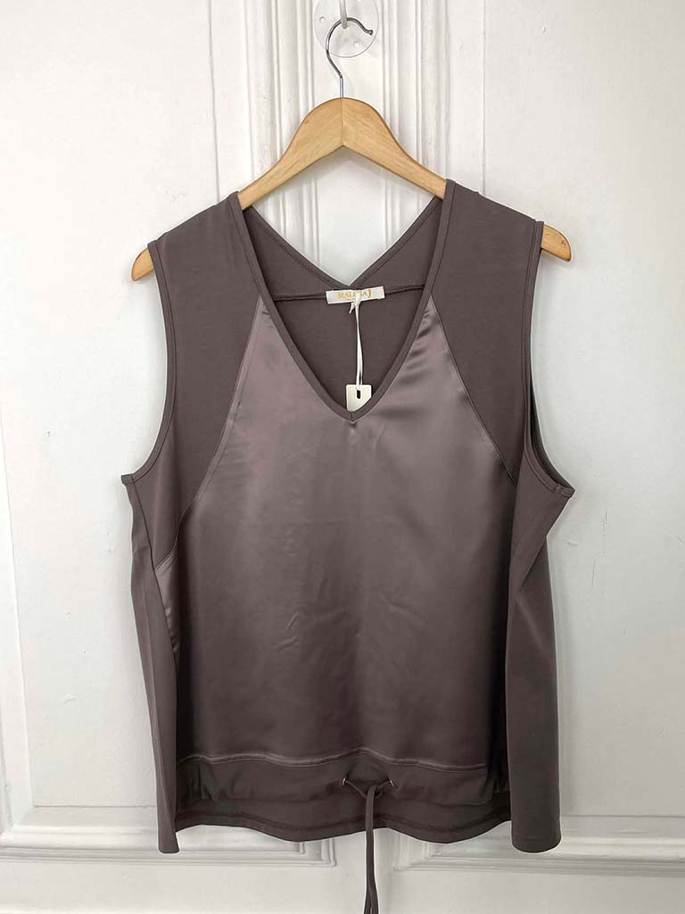 Malissa J Silk Feel Drawstring Vest - Latte