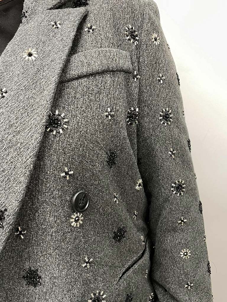 Malissa J Beaded Blazer - Grey