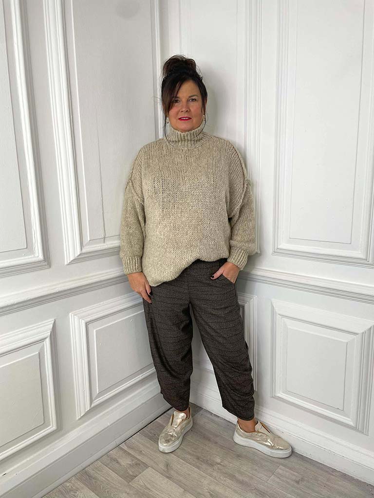 Cocoon Plaid Trousers - Chocolate