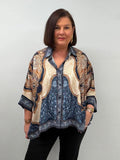 Paisley Print Oversized Shirt - Navy Mix