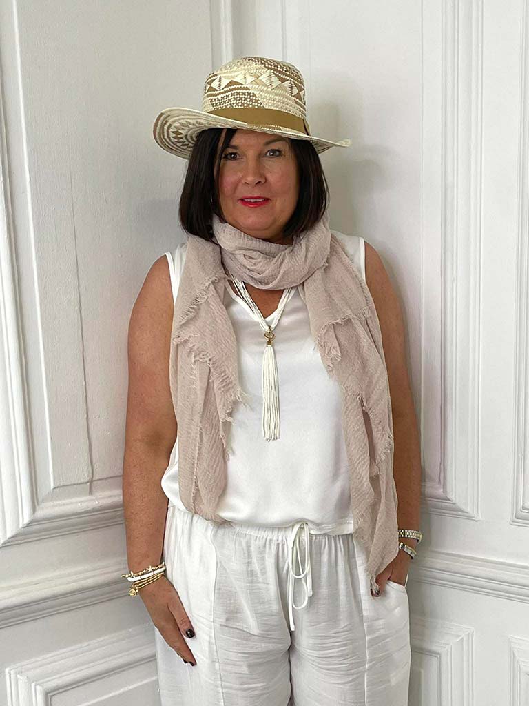 Malissa J Fine Raw Edge Scarf - Stone