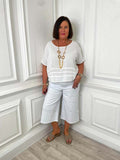 Redberry 3/4 Wide Leg Jeans - White