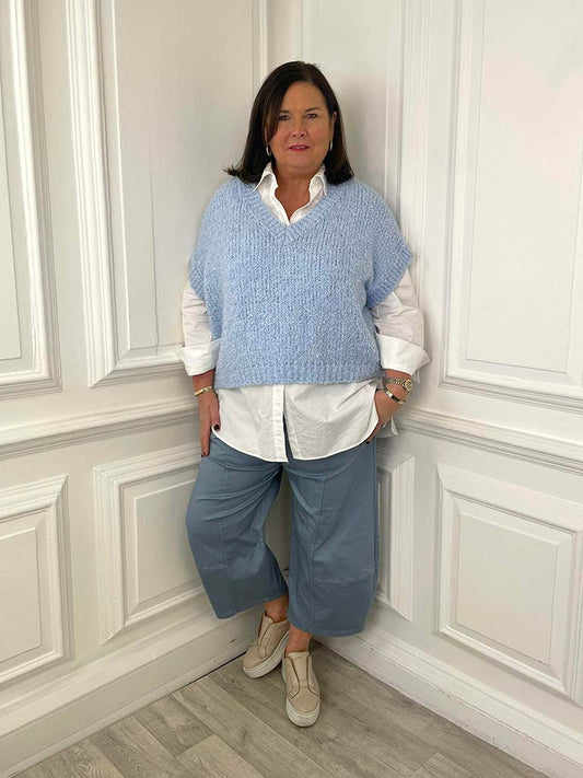 Cotton Barrel Trousers - Denim