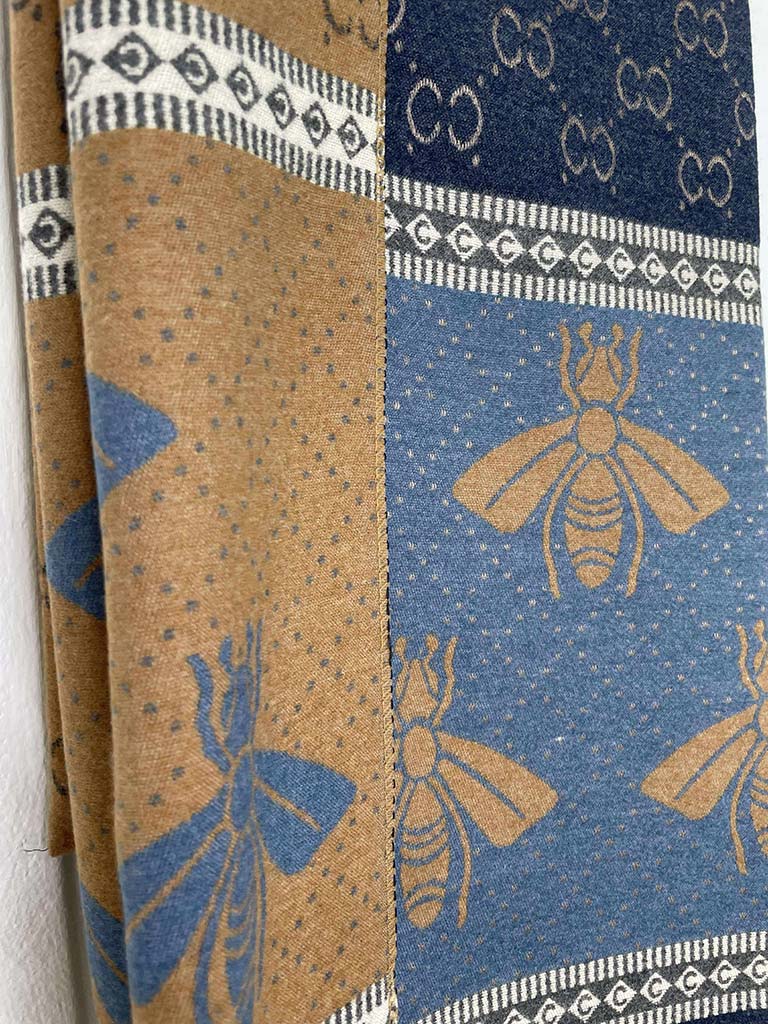 Malissa J Bee Border Scarf - Blue