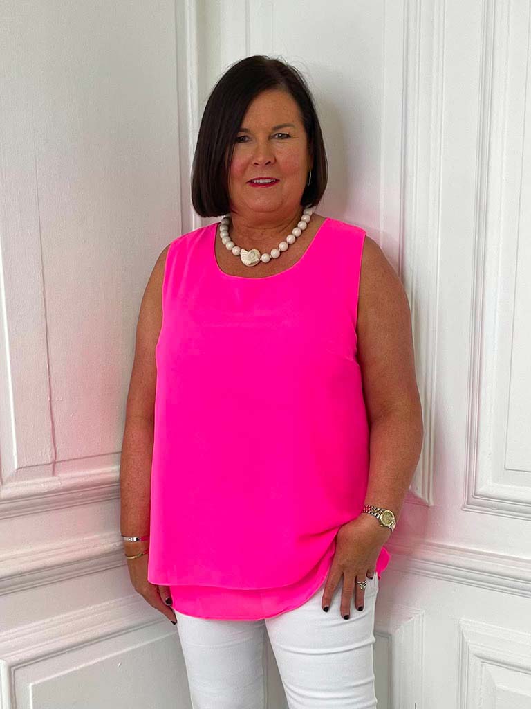 Malissa J Double Layer Top - Neon Pink