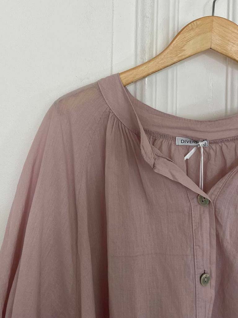 Grandad Collar Cotton Shirt - Blush