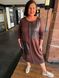 Malissa J Studded Patchwork Dress - Chocolate