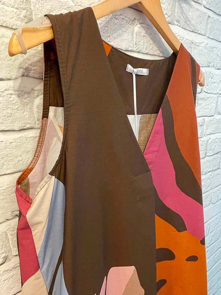 Palm Print Shift Dress - Chocolate