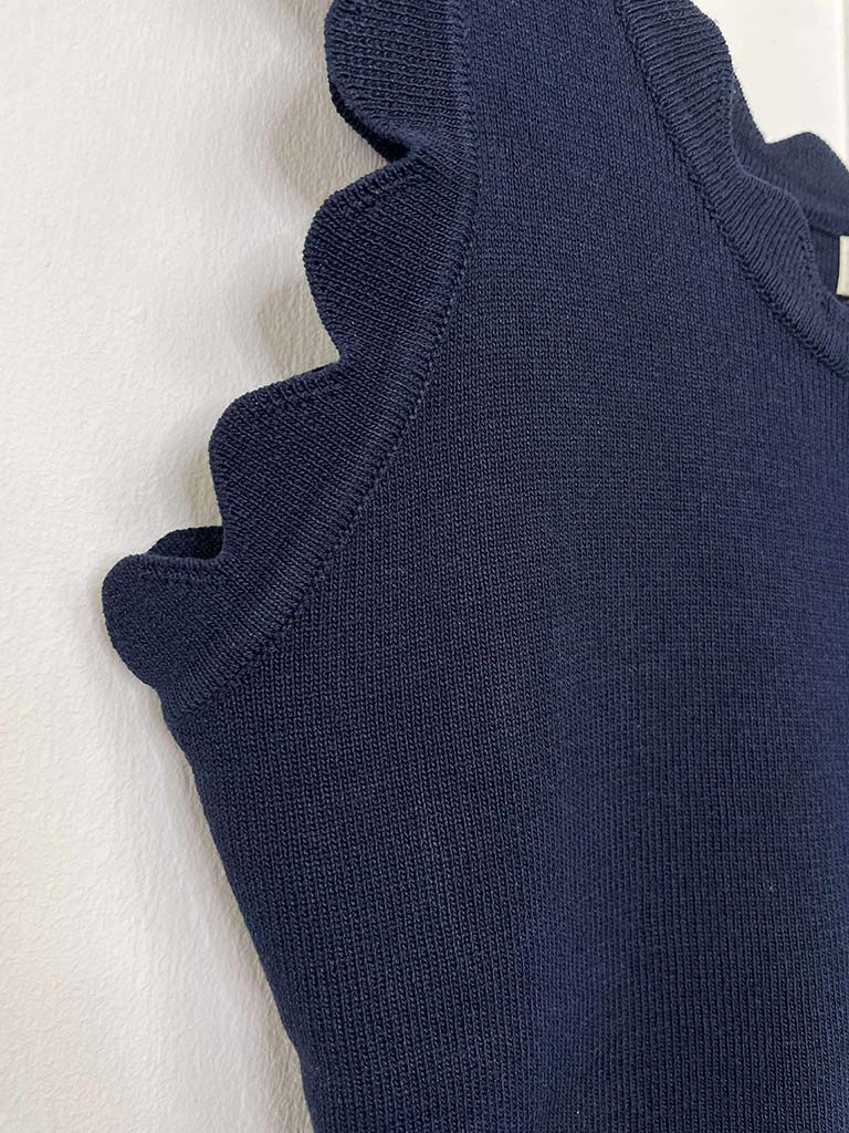 Scalloped Edge Vest - Navy