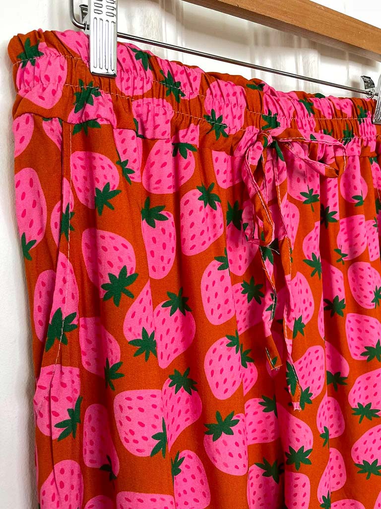 Kitsch Patterned Palazzos - Strawberries