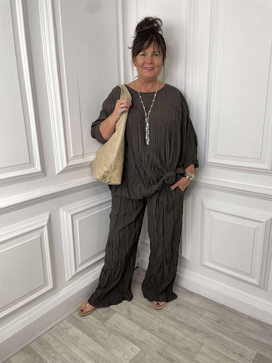 Crinkle Trousers - Chocolate