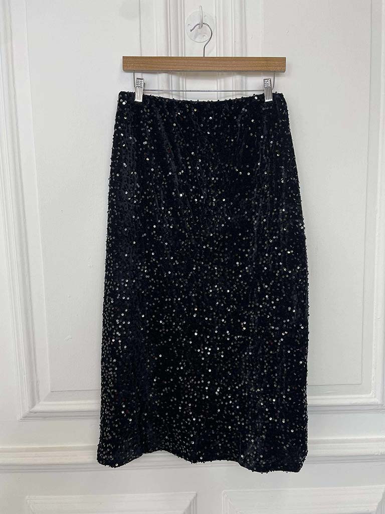 Sequin Pencil Skirt - Black