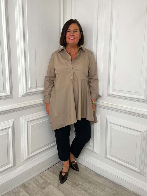 Malissa J Asymmetric A-Line Shirt - Mushroom