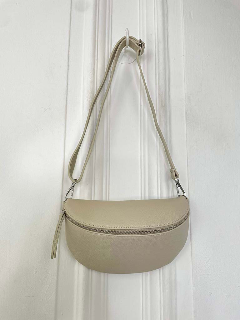 Leather Cross Body Bag - Stone