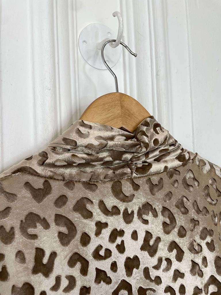 Velvet Long Leopard Jacket - Caramel