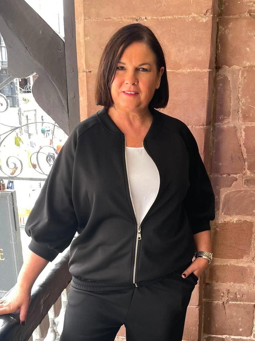Sports Luxe Bomber Jacket - Black