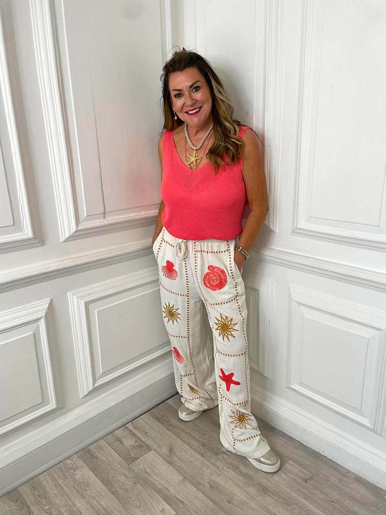 Starfish & Flower Stitched Palazzos