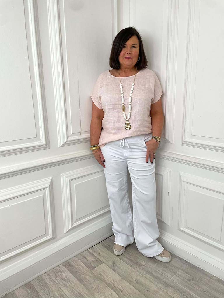 Wide Leg Jogger Jeans - White