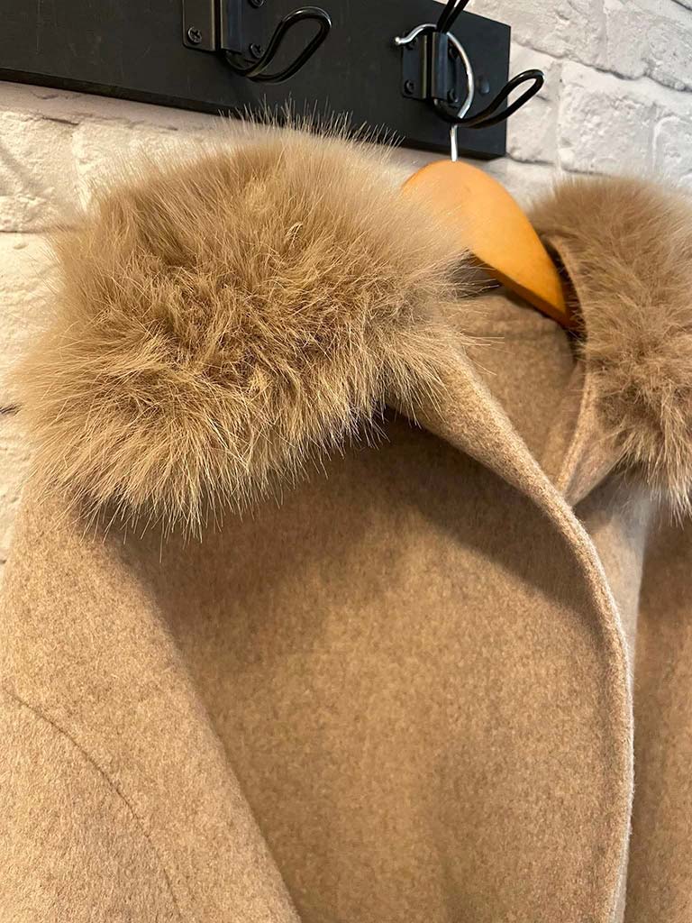 Malissa J Faux Fur Trim Jacket - Stone
