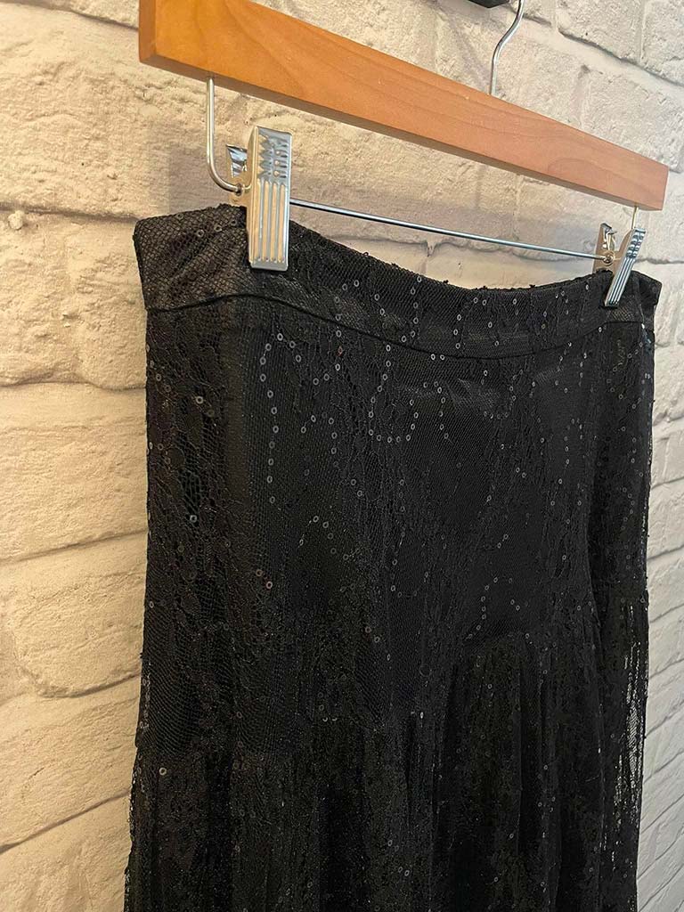 Malissa J Lace & Sequin Skirt - Black