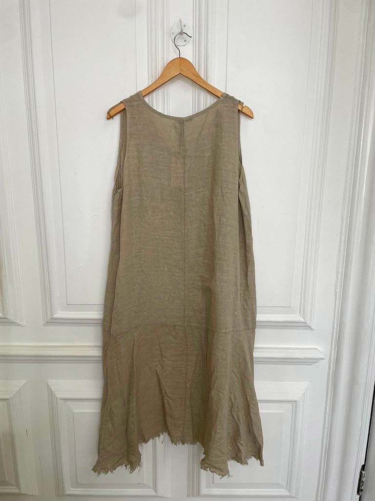 Linen Dip Back Tunic - Stone