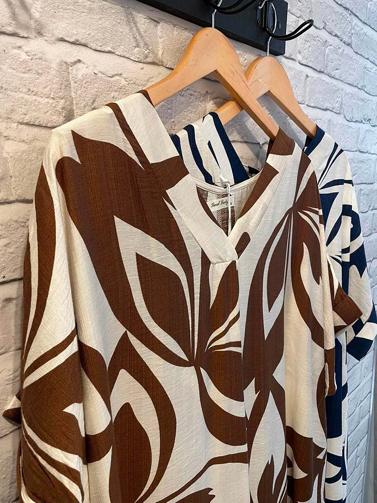 Bold Botanic Midi Dress - Chocolate