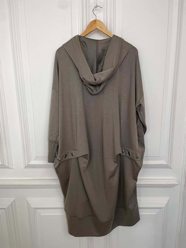 Malissa J Jersey Eyelet Hooded Jacket - Mushroom