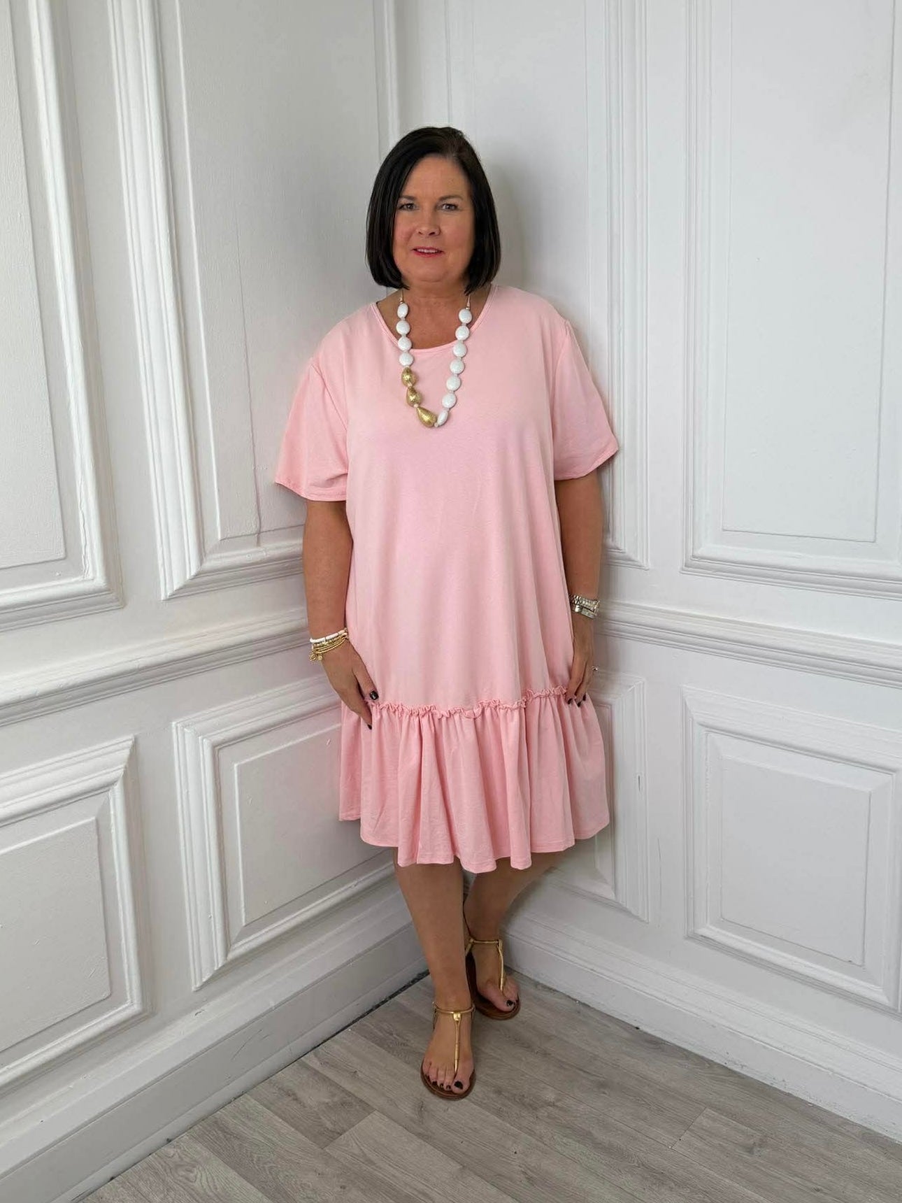 Drop Peplum Hem Dress - Petal