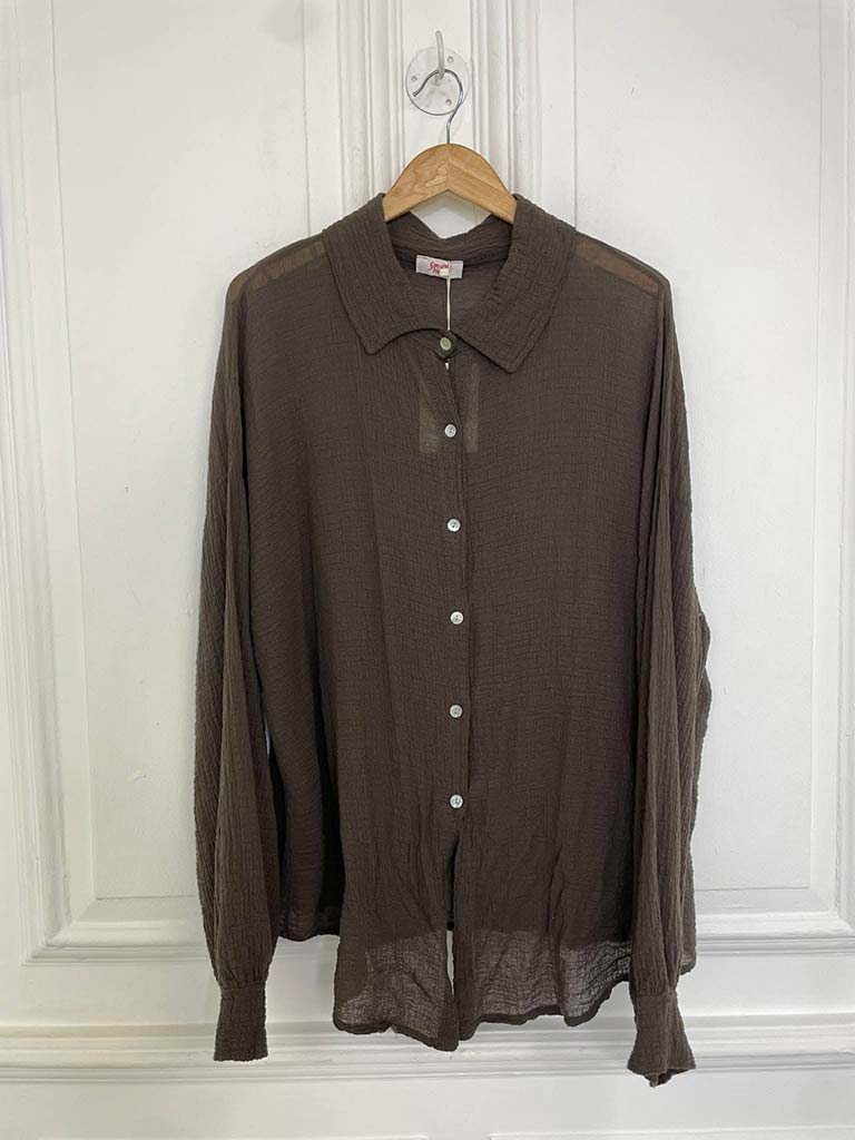Seersucker Shirt - Chocolate