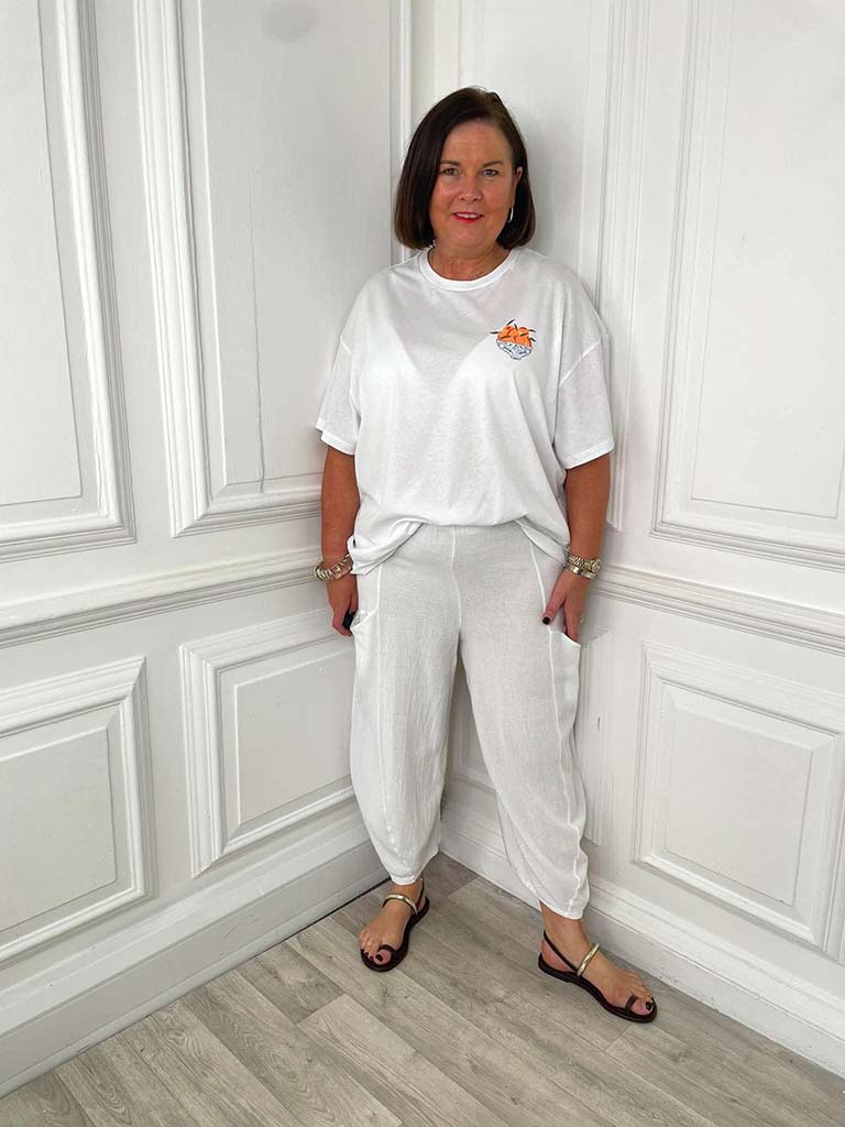 Hopsack Cocoon Trousers - White