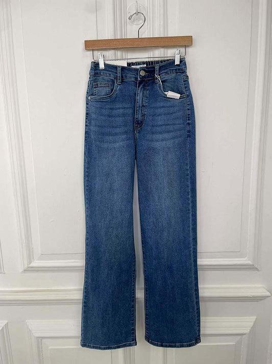 Wide Leg Stretchy Jeans - Mid Blue