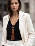 Envy Beaded Tassel Pendant Necklace - Gold