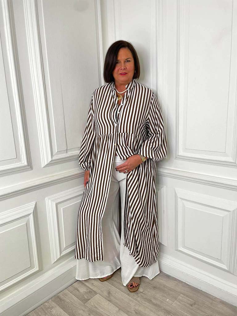 Striped Maxi Dress - Chocolate