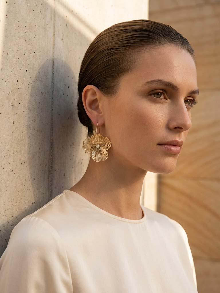 Envy Flower Earrings - Gold