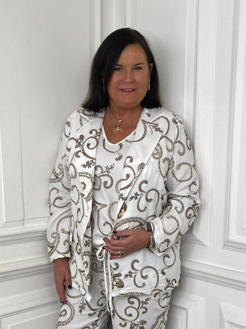 Malissa J Paisley Drawstring Vest - White