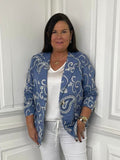 Blue paisley blazer with relaxed fit, tailored for womens fashion, ideal for everyday wear and a modern outfit. - Malissa J Paisley Blazer - Blue