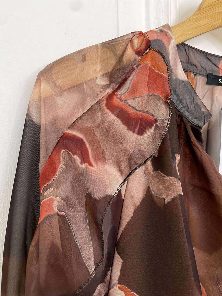 Vintage Floral Smock Top - Chocolate