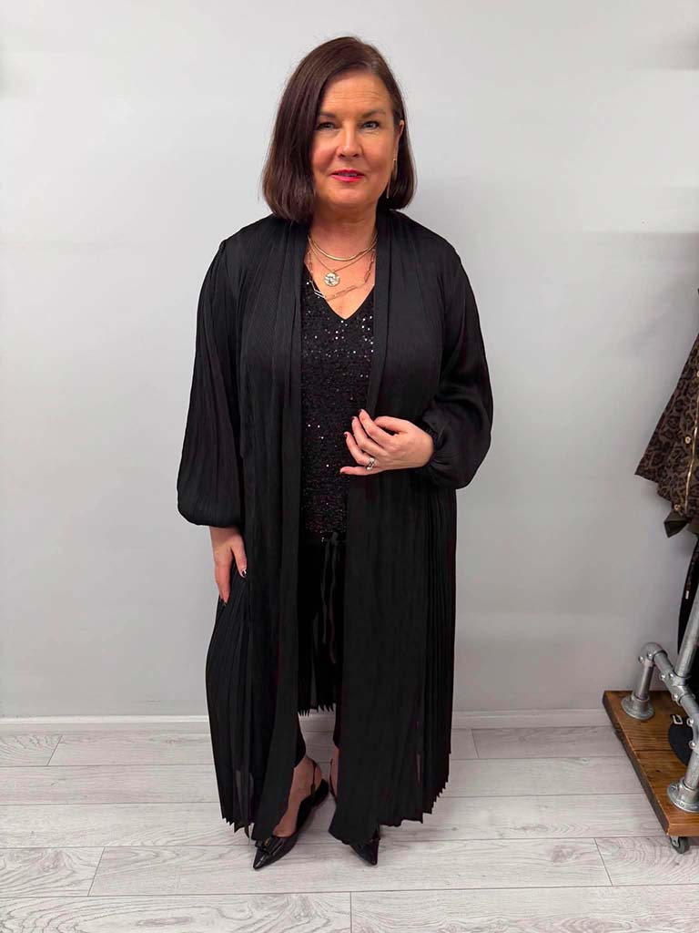 Malissa J Pleated Duster Jacket - Black