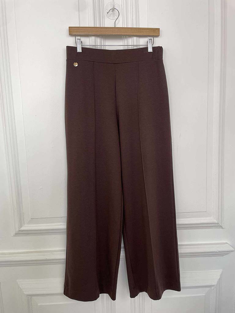 Malissa J Wide Leg Ponte Trousers - Chocolate
