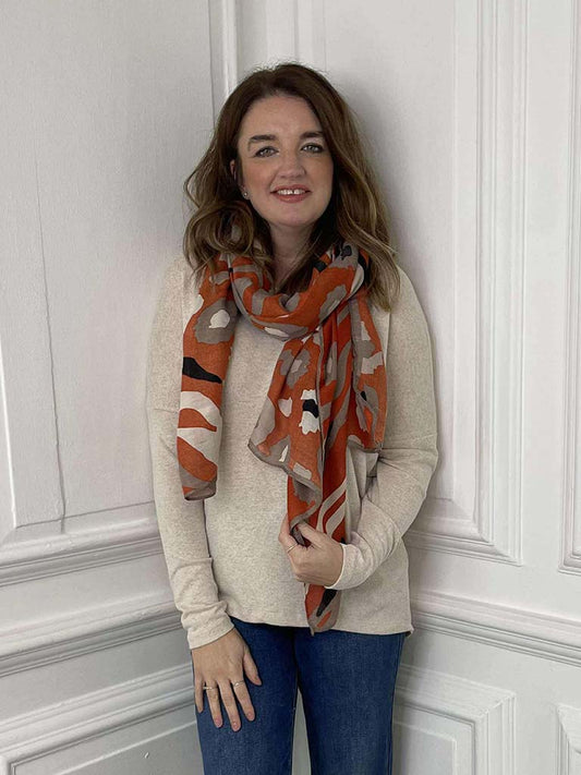 Animal Print Scarf - Orange