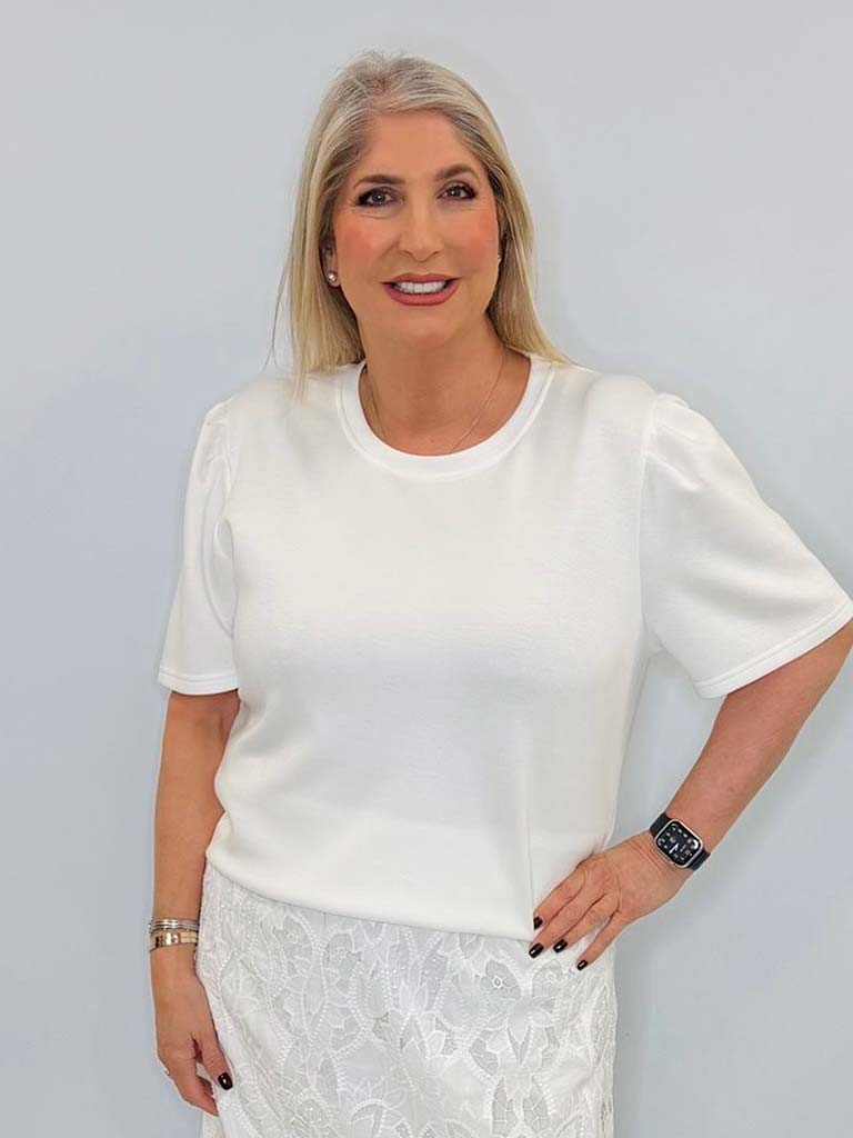 Malissa J Puff Sleeve Luxe Tee - Warm White