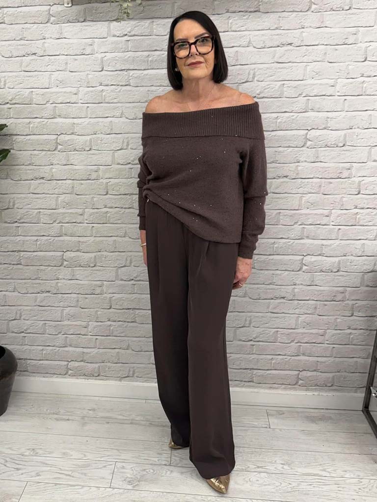 Malissa J Wide Leg Trousers - Chocolate