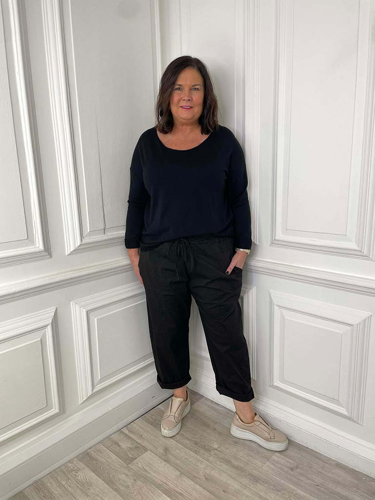 Cotton Cocoon Trousers - Black