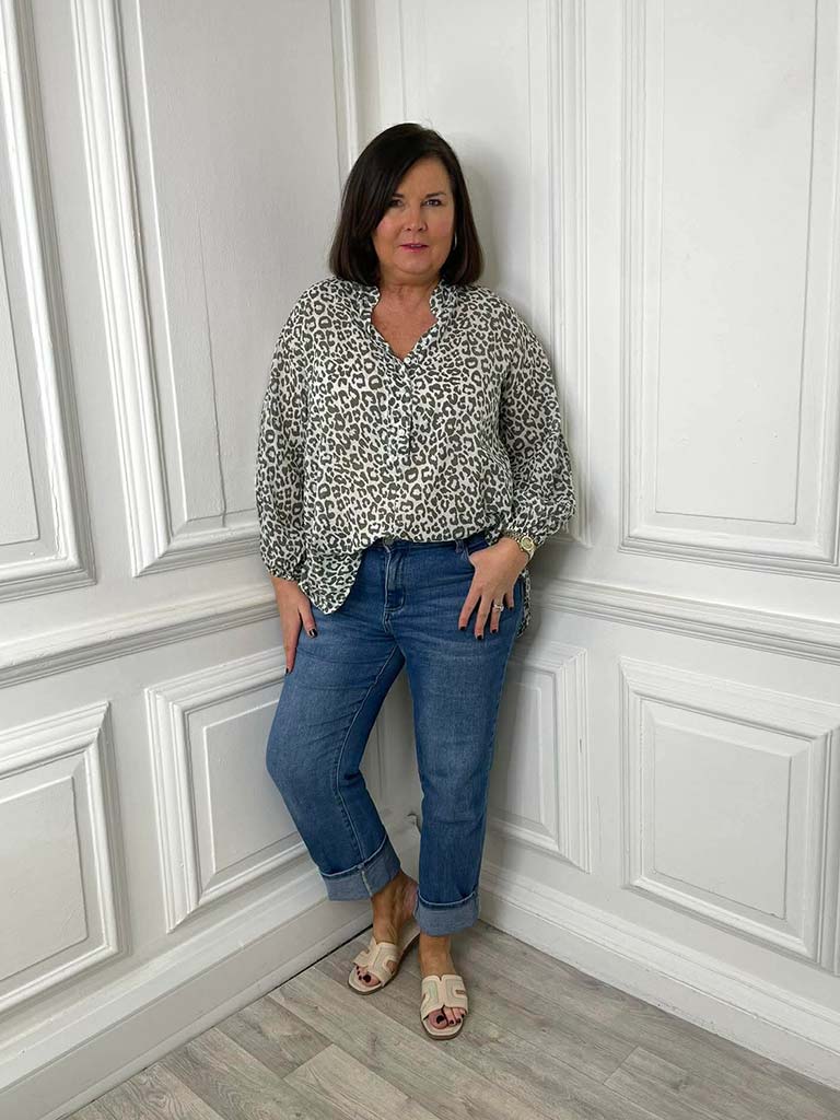 Animal Print Blouse  - Khaki