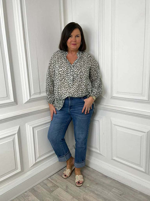 Animal Print Blouse  - Khaki