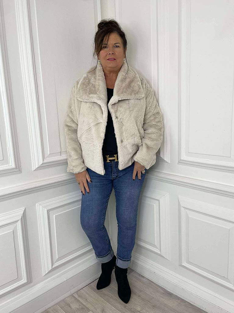 Luxe Faux Fur Jacket - Stone