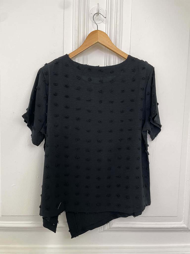 Malissa J Dobby Dot Top - Black