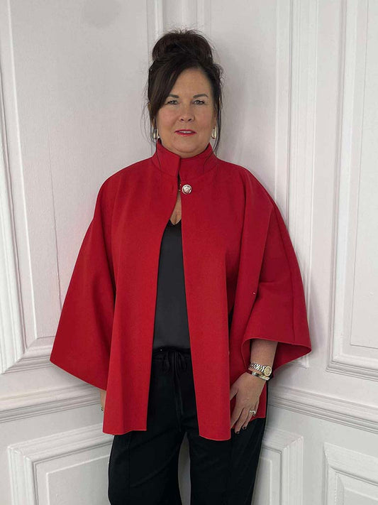 Belted Cape - Cherry