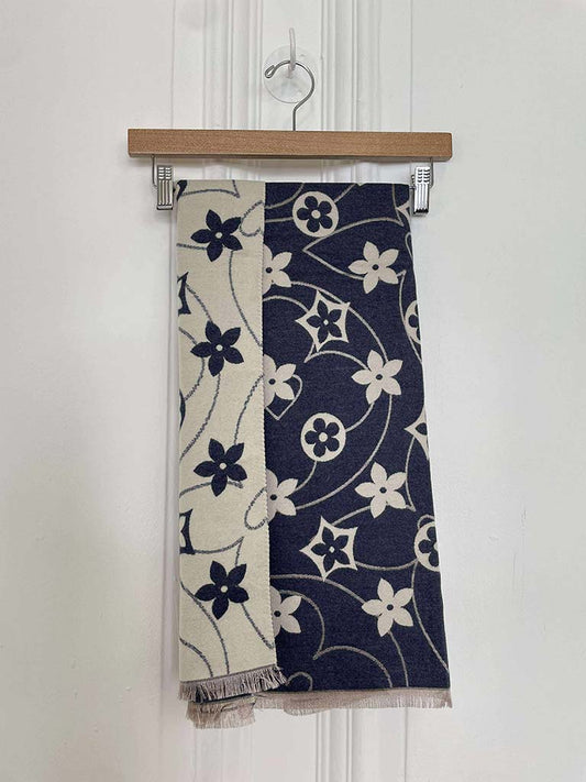 Malissa J Flower Logo Scarf - Navy